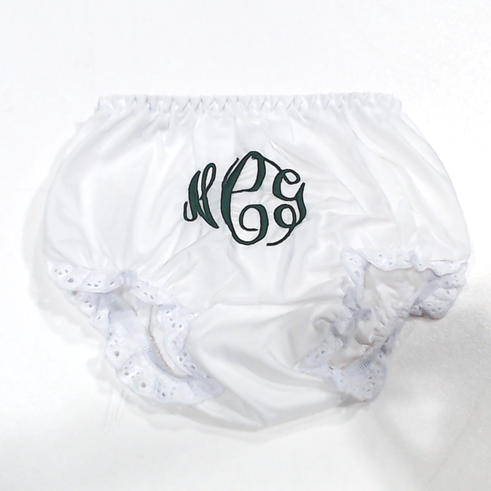 BLOOPER KIDS: Monogrammed White Eyelet Baby Bloomers