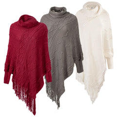 Poncho Sweaters in Burgundy, Charcoal, and Ivory