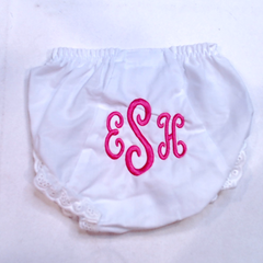 BLOOPER KIDS: Monogrammed White Eyelet Baby Bloomers