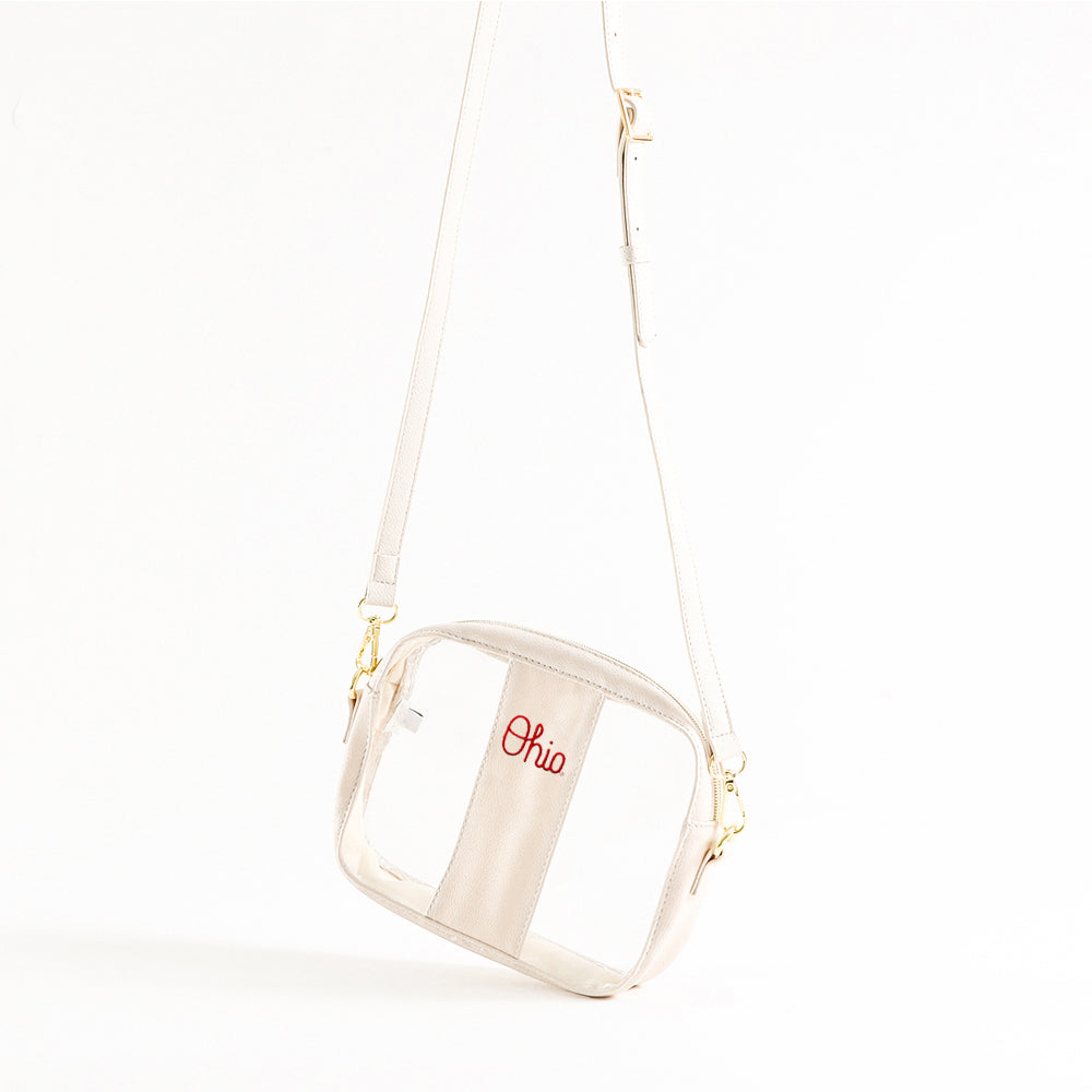 ohio state buckeyes bone clear stadium crossbody studio shot