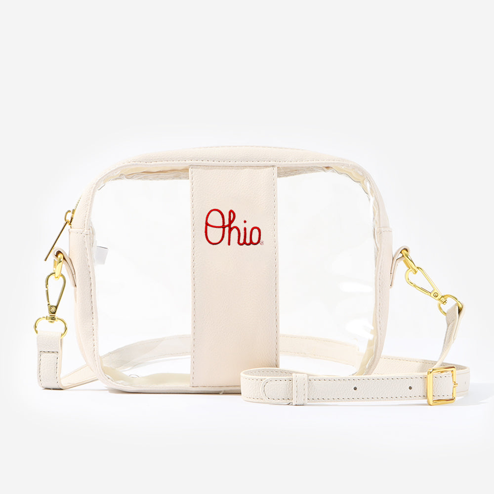 ohio state buckeyes clear stadium crossbody bag in bone