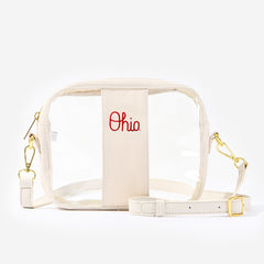 ohio state buckeyes clear stadium crossbody bag in bone
