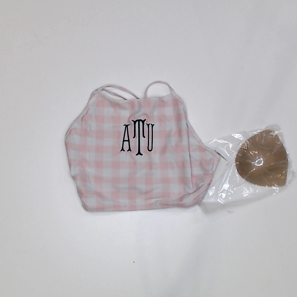 BLOOPER SWIM: Monogrammed High Neck Bikini Top
