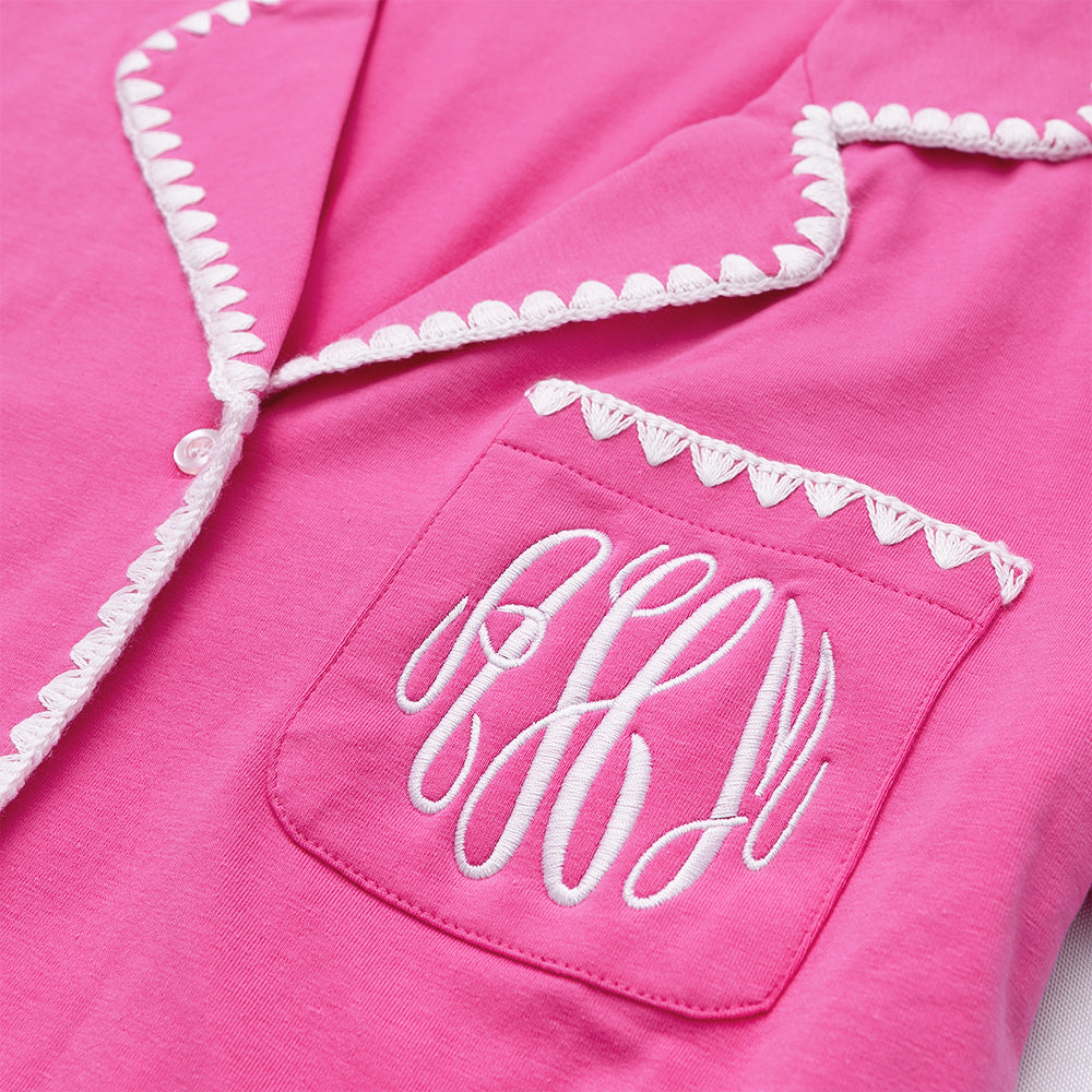FA26 classic sleep set in hot pink detail shot