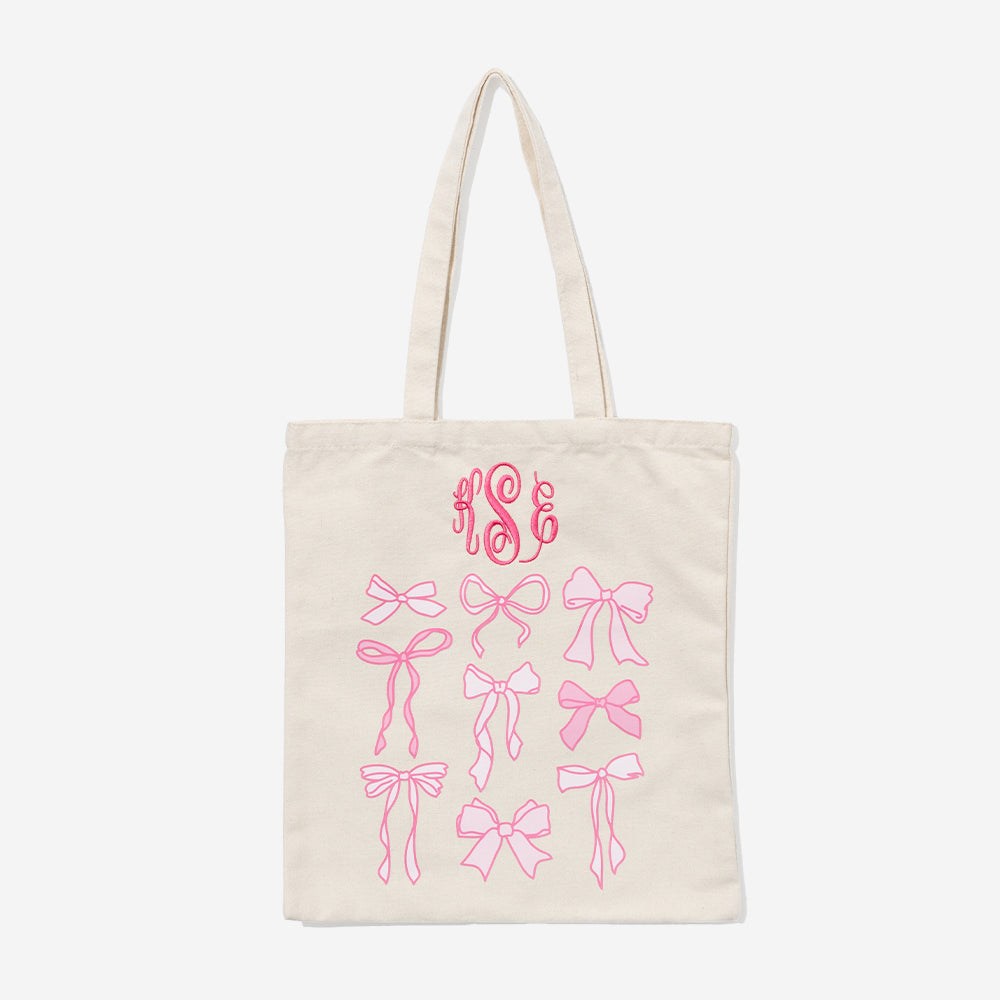 Monogrammed Bow Tote in Pink Bows