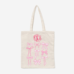 Monogrammed Bow Tote in Pink Bows