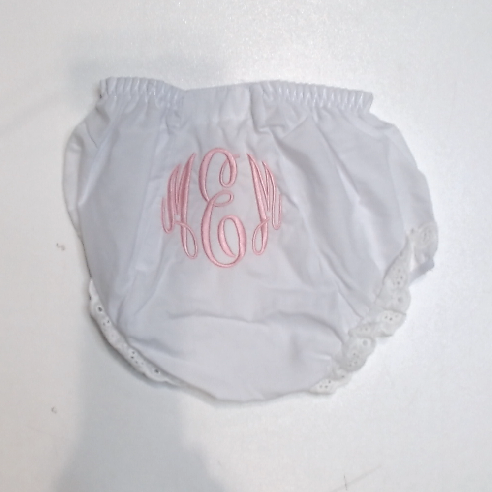 BLOOPER KIDS: Monogrammed White Eyelet Baby Bloomers