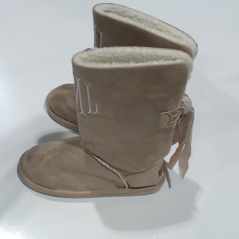 BLOOPER SHOES: Monogrammed Sherpa Tie Booties