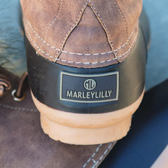 branding detail on howard bisons duck boots