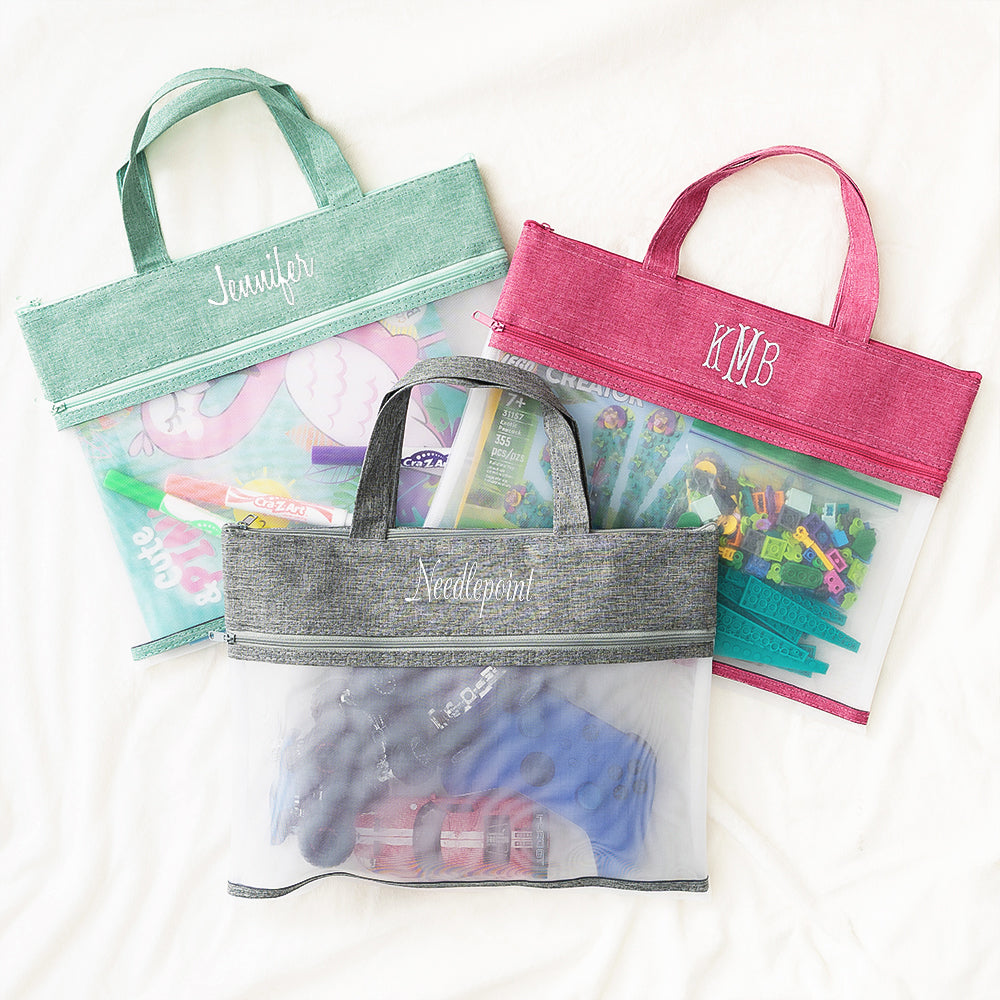 Set of 3 toy storage bags flatlay