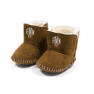 Monogrammed Baby Booties | Brown