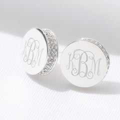 silver pave earrings studio shot