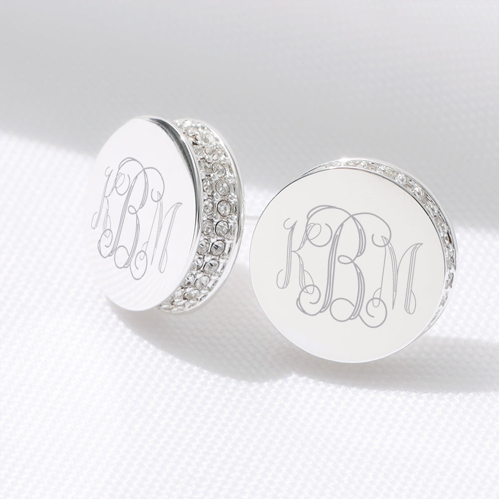 silver pave earrings studio shot