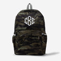 monogrammed kids basic backpack in camo - updated