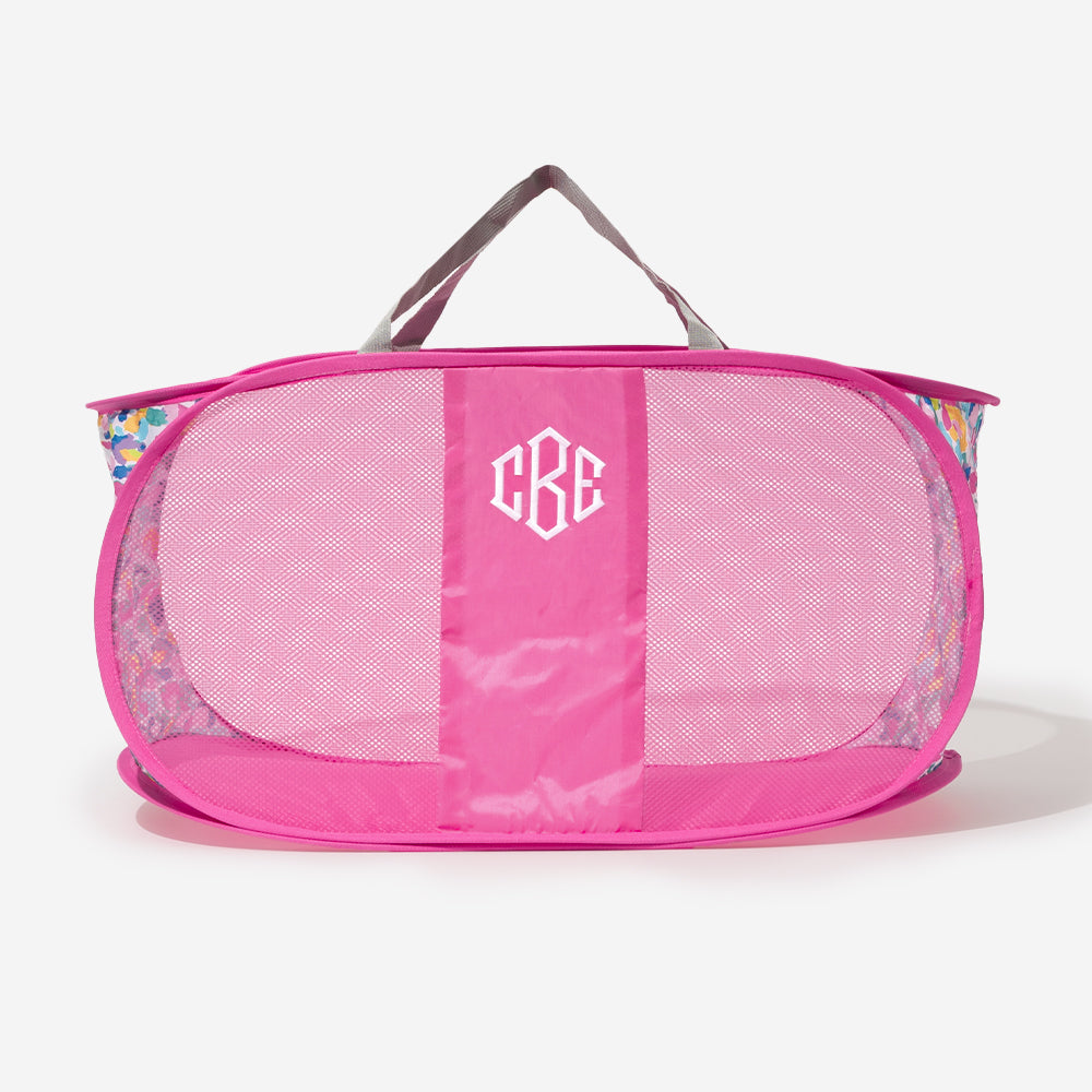 Monogrammed Pop Up Hamper in Watercolor Cheetah