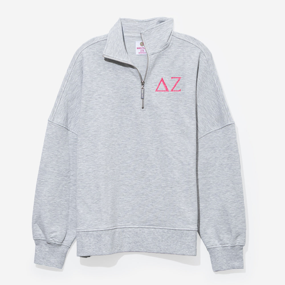 Delta Zeta Oversized Quarterzip | Heathered Gray