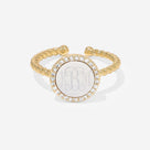 Monogrammed Adjustable Cable Ring | Multi Gold