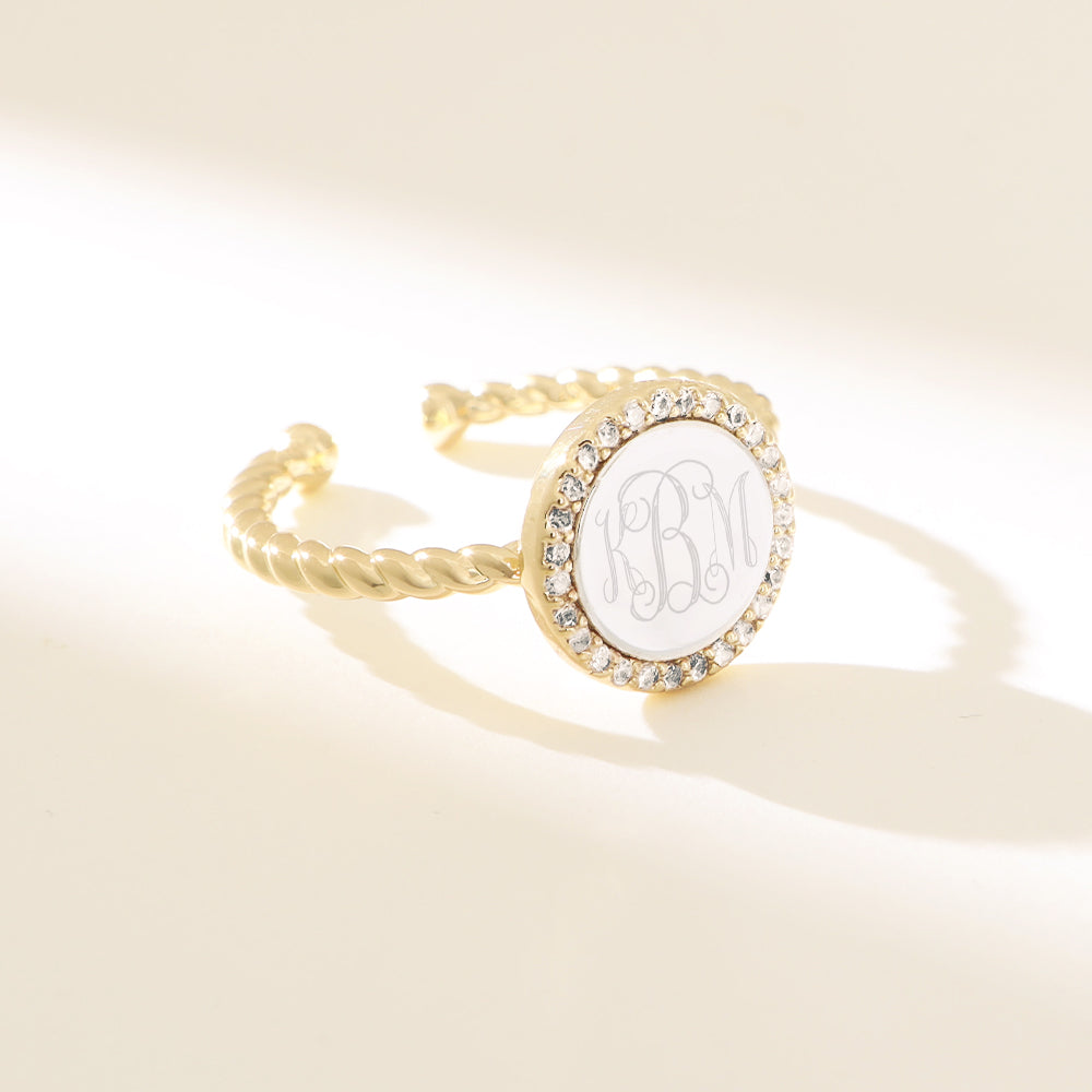 personalized adjustable ring in multi gold