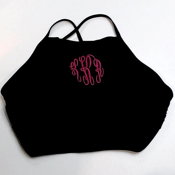 BLOOPER SWIM: Monogrammed High Neck Bikini Top