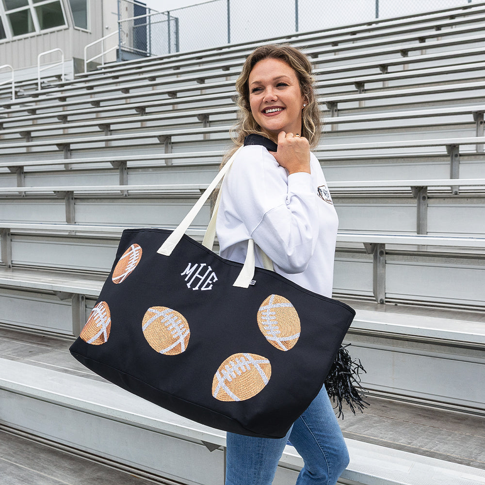 Football XL tote on girl