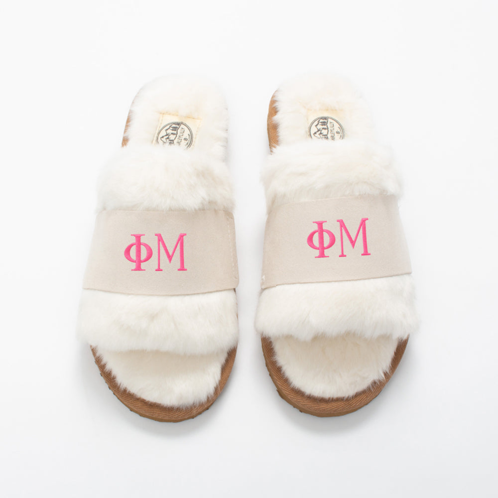 Phi Mu Fuzzy Slippers | Sorority Gift Idea