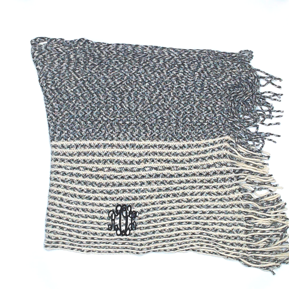 BLOOPER CLOTHING: Monogrammed Striped Chenille Poncho