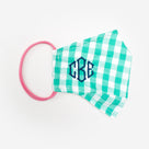 Monogrammed Face Mask | Mint Gingham