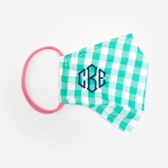 monogrammed face mask in gingham
