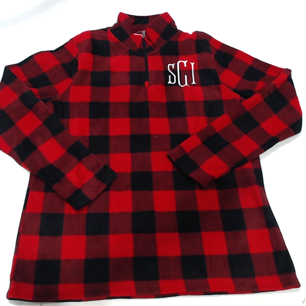 BLOOPER CLOTHING: Monogrammed Buffalo Plaid Fleece Pullover