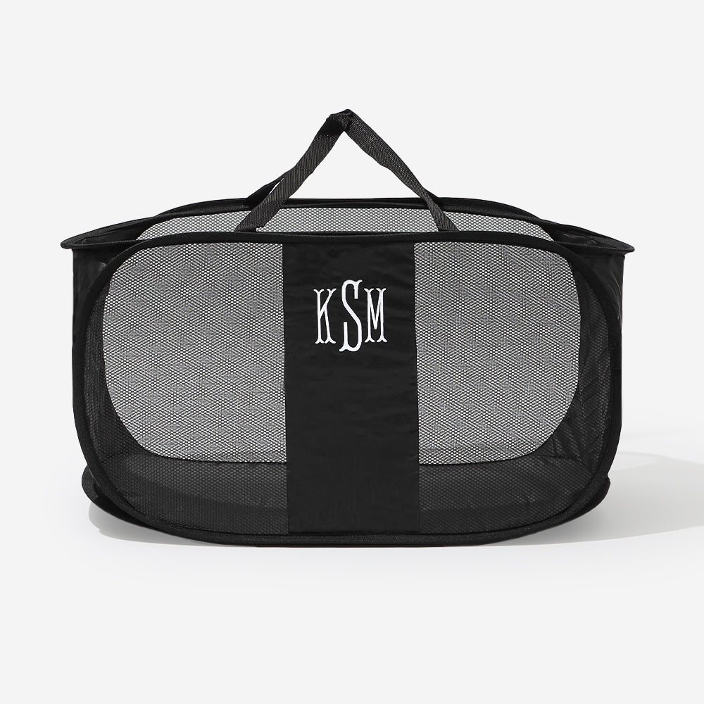 Monogrammed Laundry Basket in Black