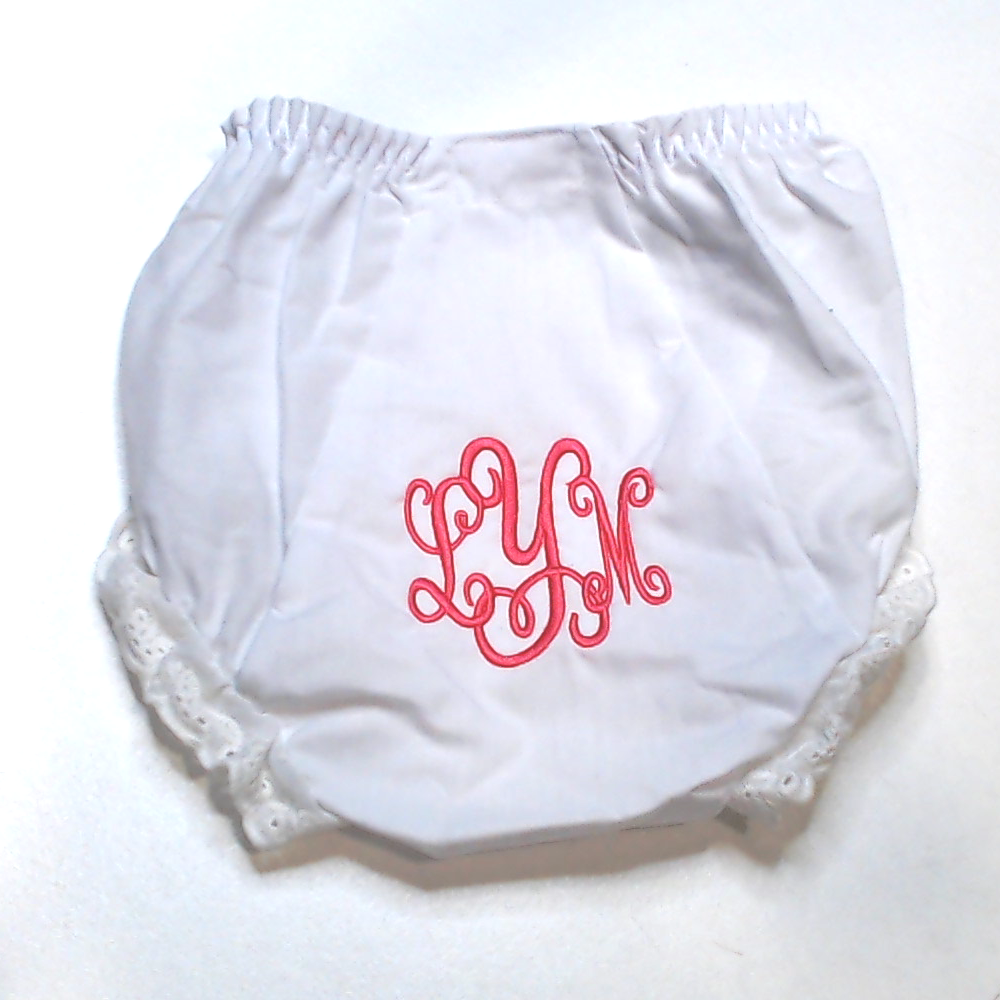 BLOOPER KIDS: Monogrammed White Eyelet Baby Bloomers
