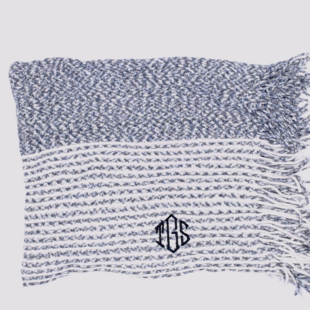 BLOOPER CLOTHING: Monogrammed Striped Chenille Poncho