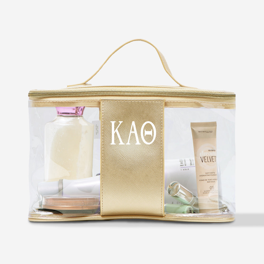 Kappa Alpha Theta Clear Train Case | Monogrammed Sorority Travel Case