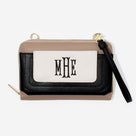 Monogrammed Phone Wallet Wristlet | Black/Tan