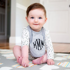 baby girls heather gray monogrammed bib
