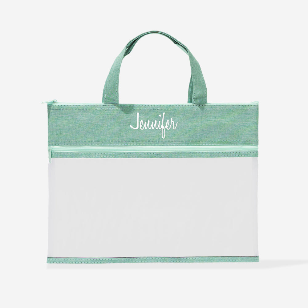 personalized reusable storage bag in mint