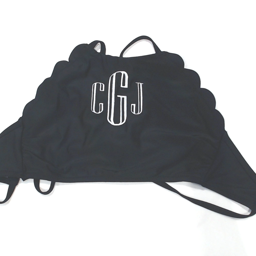 BLOOPER CLOTHING: Monogrammed Scalloped High Neck Bikini Top