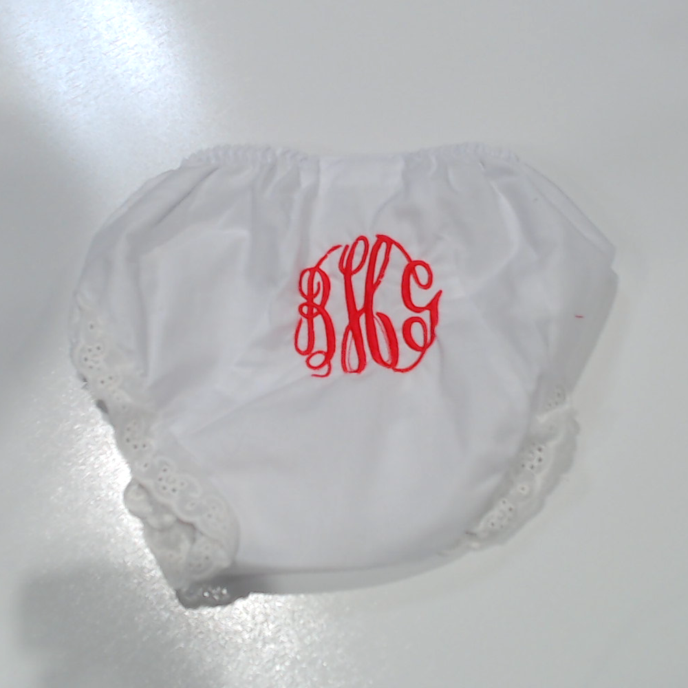 BLOOPER KIDS: Monogrammed White Eyelet Baby Bloomers