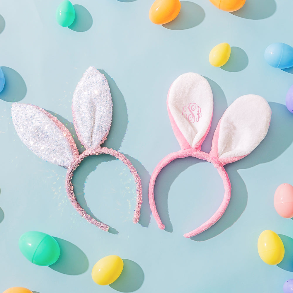 pink kids and glitter bunny ears