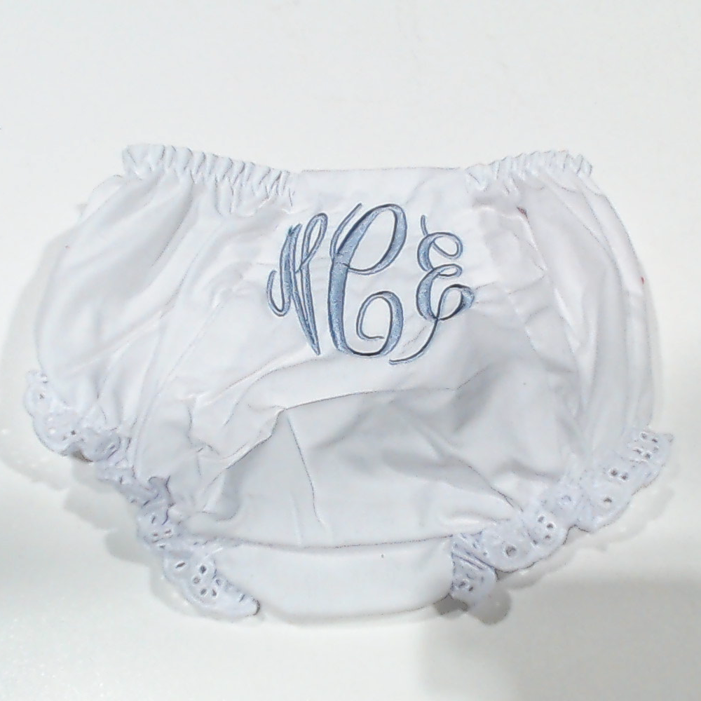 BLOOPER KIDS: Monogrammed White Eyelet Baby Bloomers
