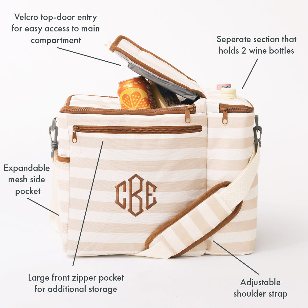 monogrammed dual compartment cooler infographic