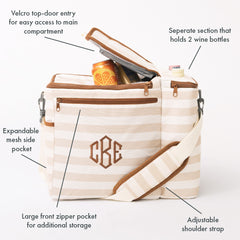 monogrammed dual compartment cooler infographic