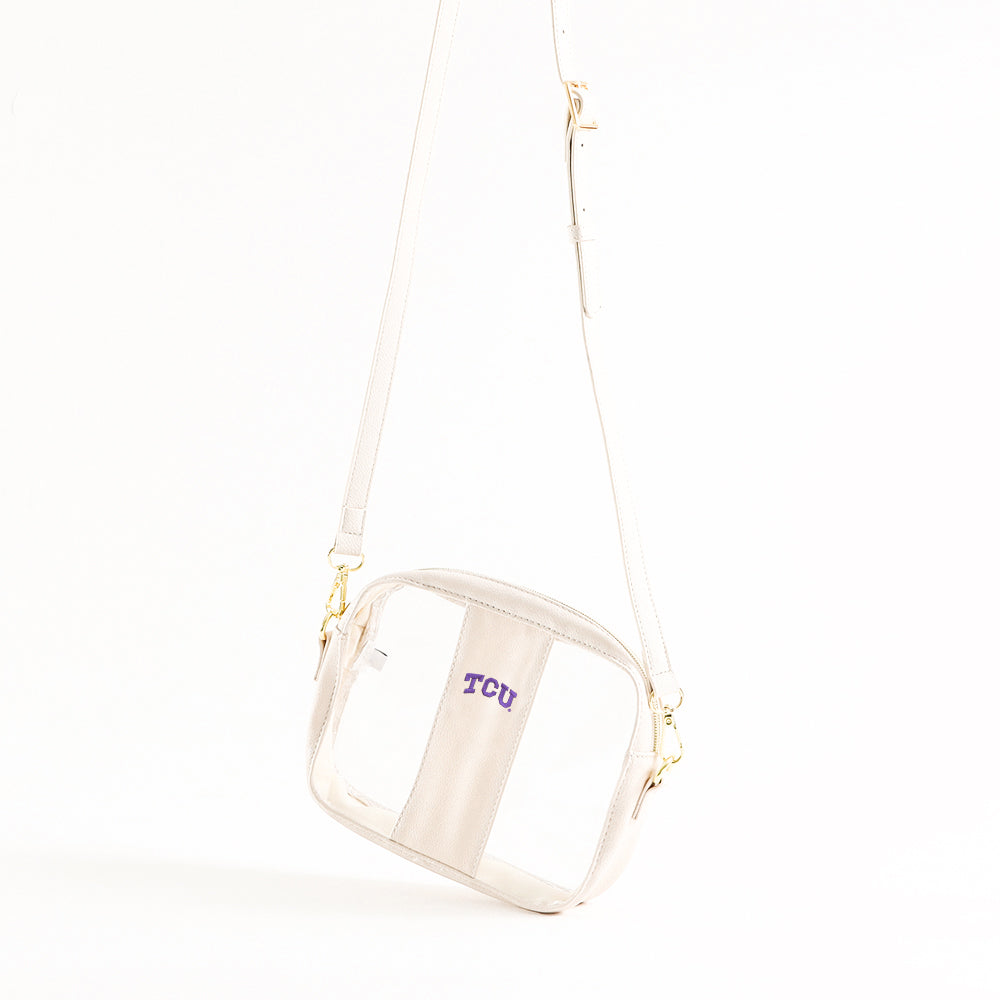 tcu horned frogs clear stadium crossbody bag in studio