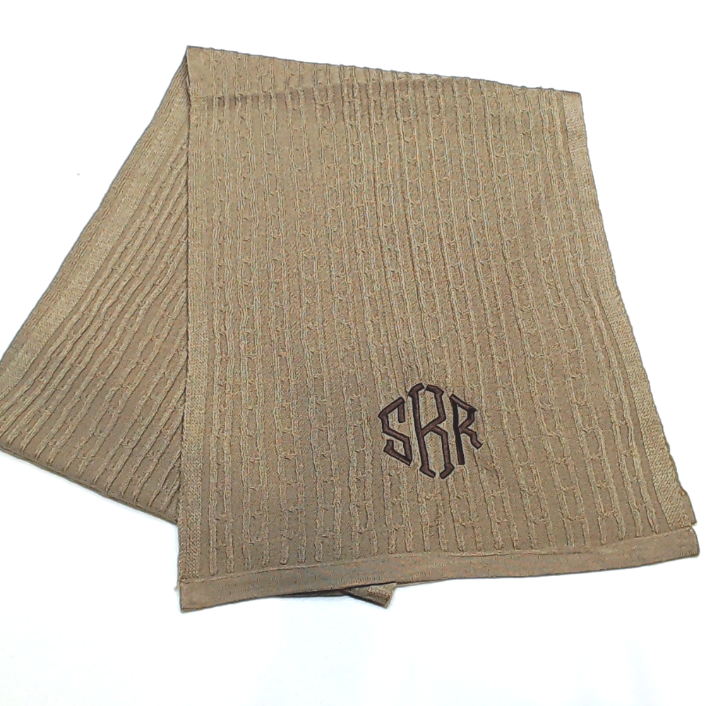 BLOOPER ACCESSORY: Monogrammed Cable Knit Scarf