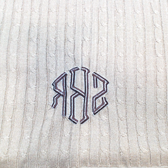 BLOOPER ACCESSORY: Monogrammed Cable Knit Scarf