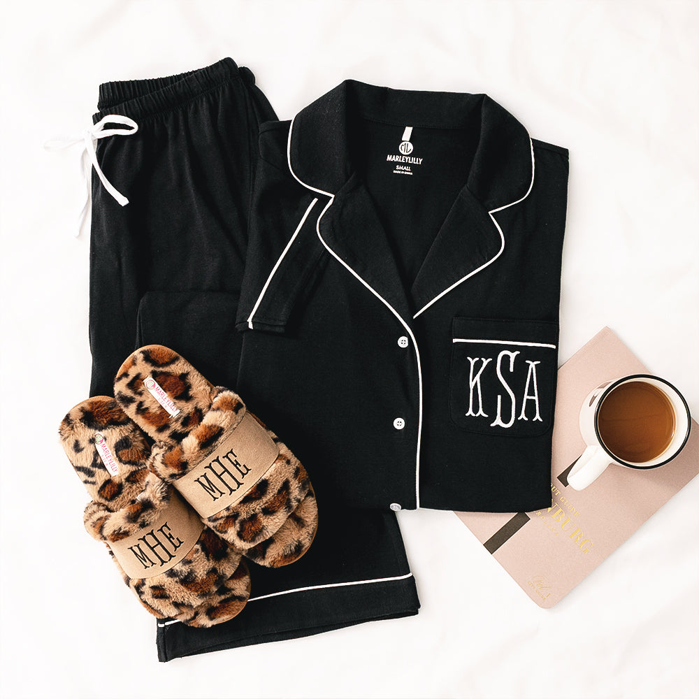 black classic sleep set flatlay