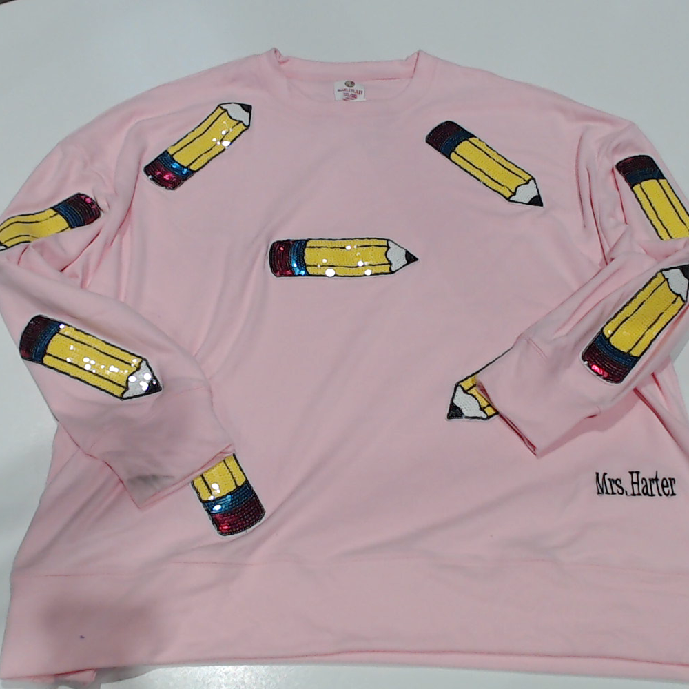 BLOOPER CLOTHNG: Monogrammed Sequin Teacher Sweatshirt