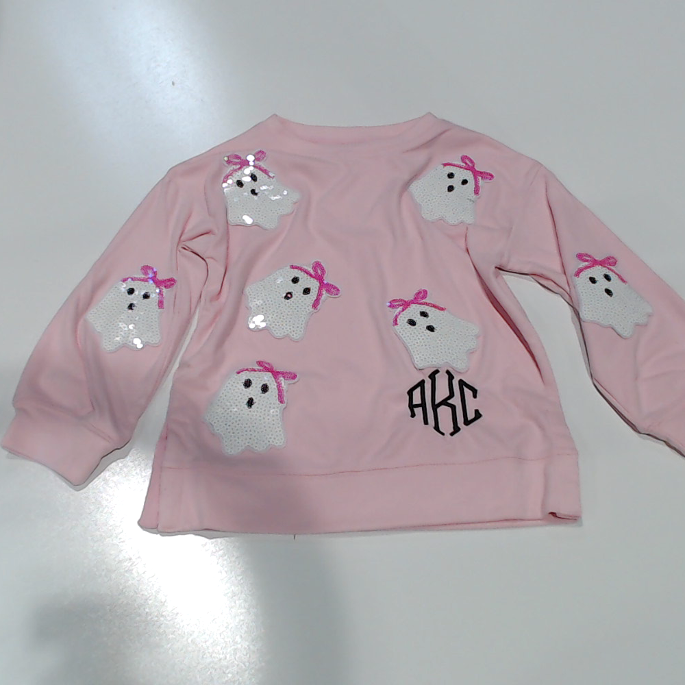 BLOOPER CLOTHING: Monogrammed Kids Sequin Ghost Sweatshirt