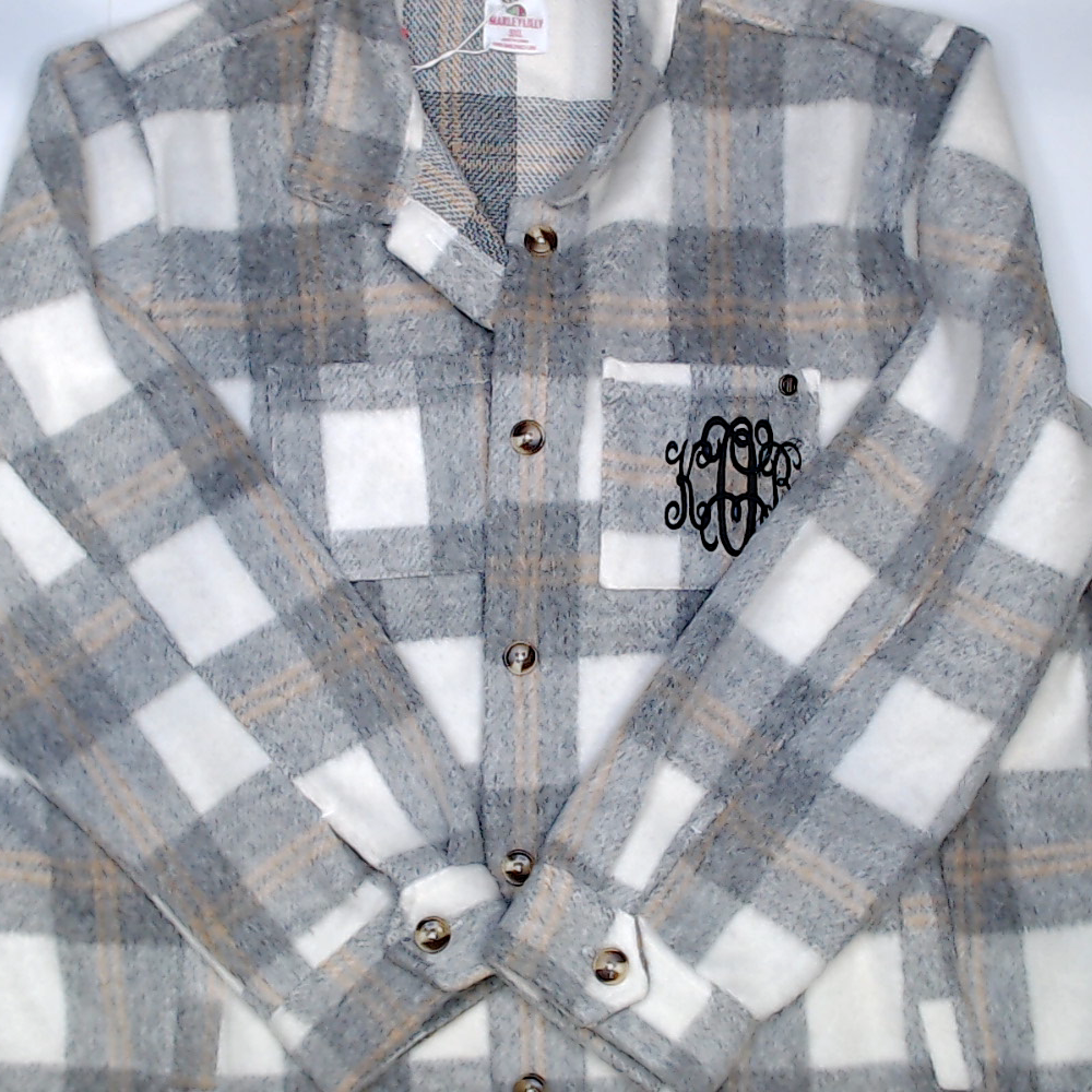 BLOOPER CLOTHING: Monogrammed Fuzzy Shacket