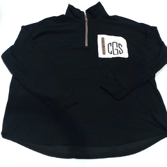 BLOOPER CLOTHING: Monogrammed Grid Fleece Quarter Zip Pullover